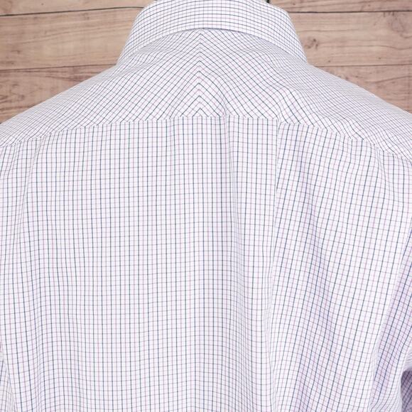 Joseph Abboud Shirt Mens 17 34/35 Purple Check Non-Iron Slim Fit Long Sleeve - Picture 5 of 7